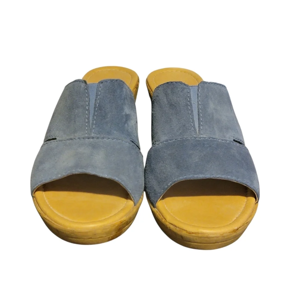 A. Giannetti Blue Suede Cork‎ Wedge 9.5M